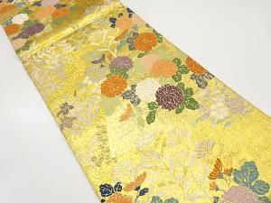 アンティーク　佐賀錦　扇に菊模様織り出し袋帯(材料)